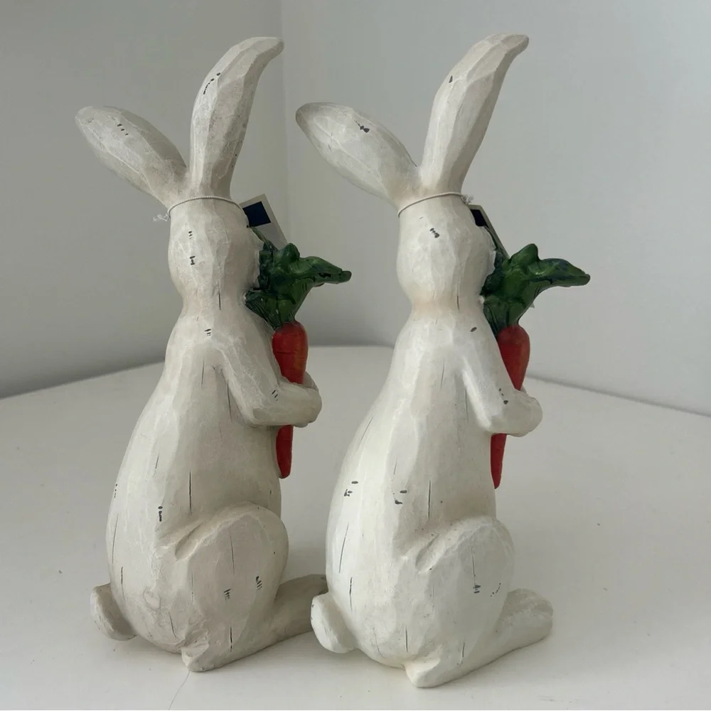 White Bunny Figurines with Carrots by Martha Stewart Set of 2 - Picture 3 of 9